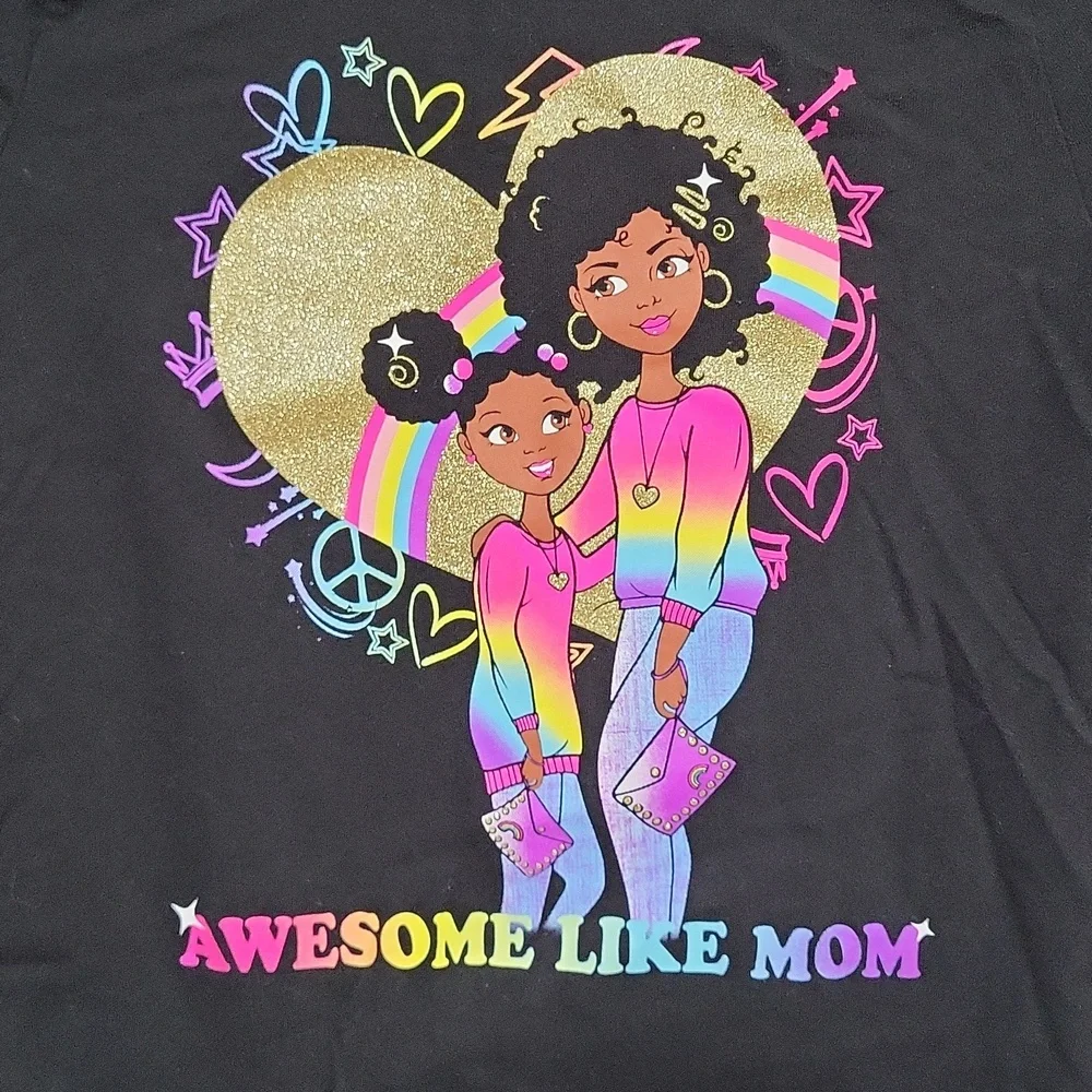 💟 The Children's Place Black 'Awesome Like Mom' Kids Shirt Large 10/12